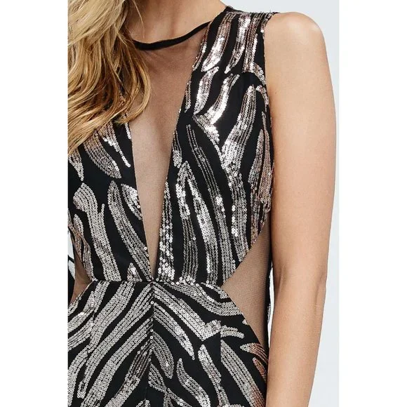 Rose Gold Sequins Mesh Mermaid Maxi Dress - Picture 2 of 5